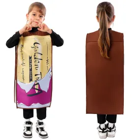 Charlie And The Chocolate Factory Kids Children Chocolate Gold Coupon Cosplay Costume Outfits Halloween Carnival Suit