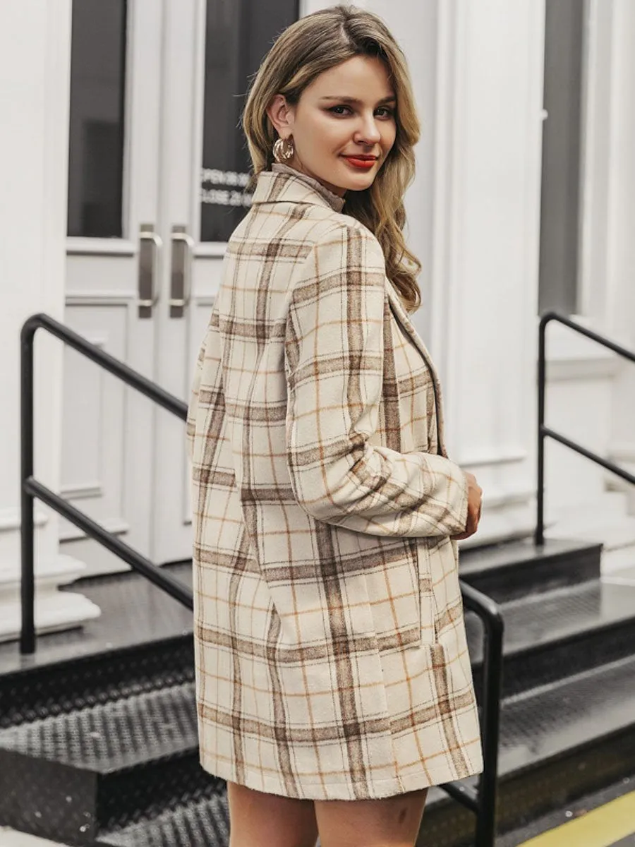 Dating Must Wear Plaid Tweed Coat - Khaki