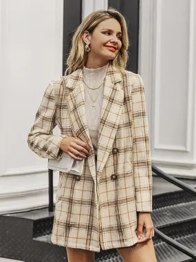 Dating Must Wear Plaid Tweed Coat - Khaki