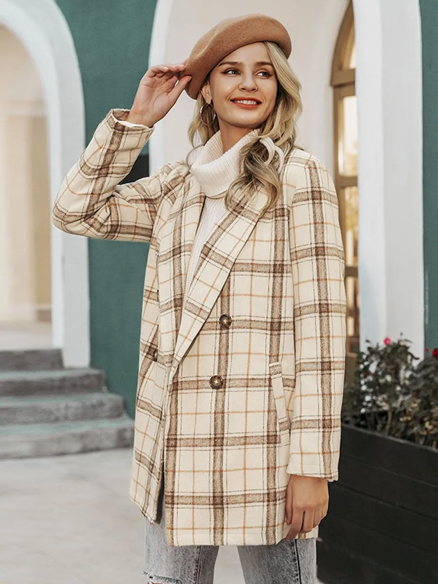Dating Must Wear Plaid Tweed Coat - Khaki