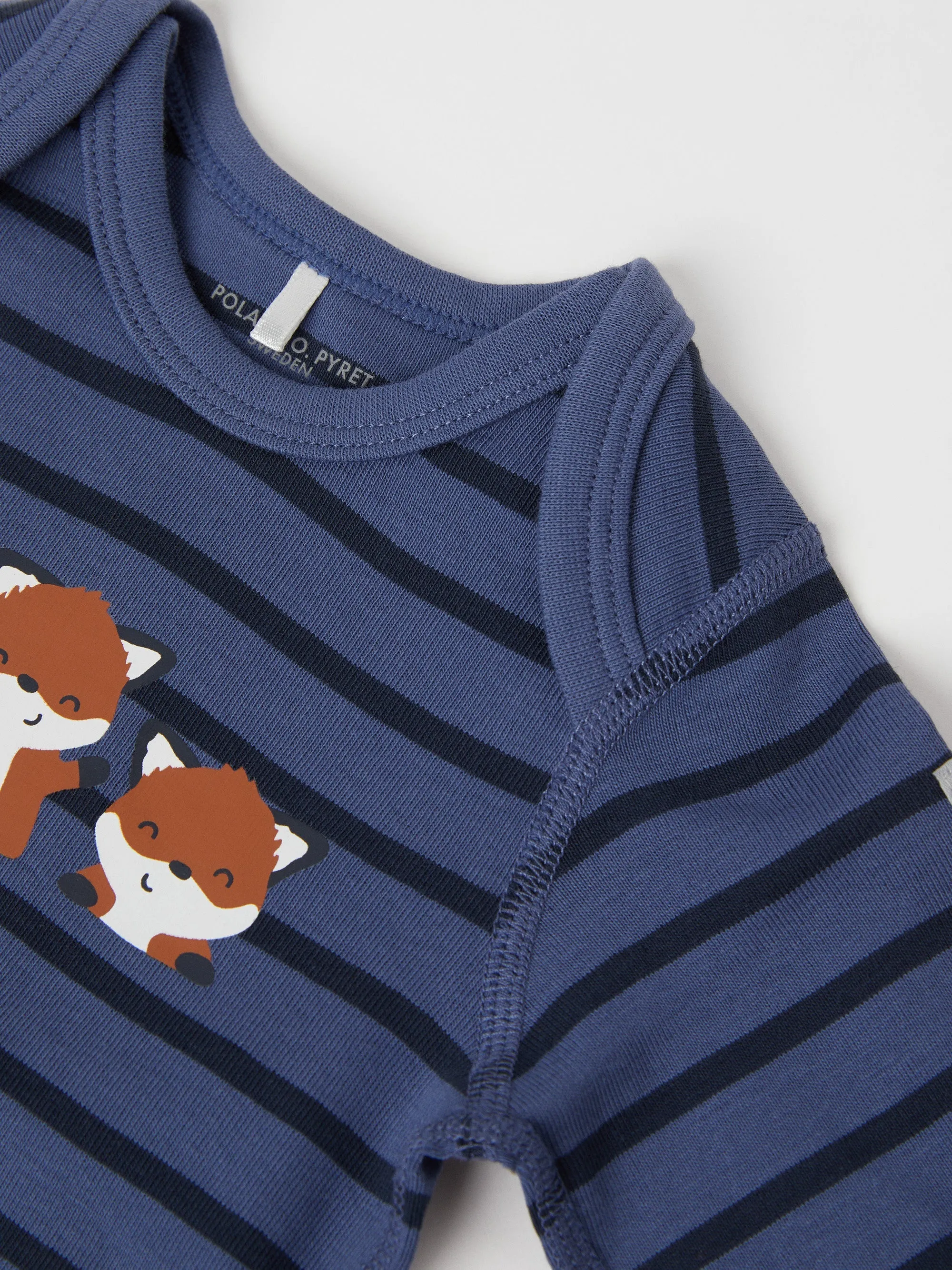 Fox Print Striped Babygrow