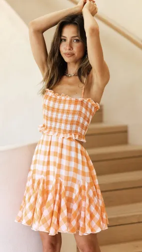 Orange Plaid Slip Dress